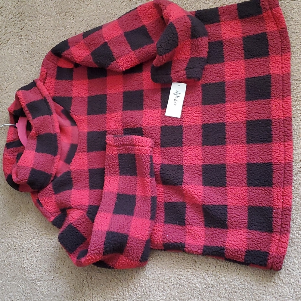 NWT BUFFALO PLAID FUZZY TURTLENECK TUNIC SZ. L